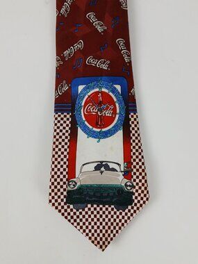 Coca Cola Men’s Tie Vintage Style Coke Bottle Car Diner Novelty Length 56